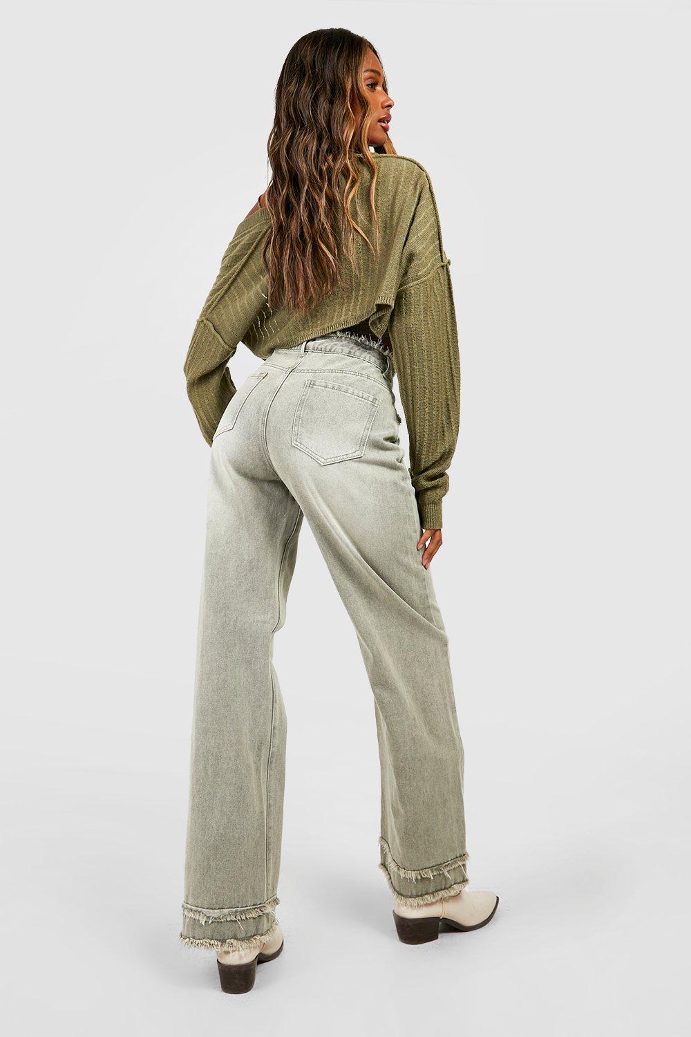 Khaki wide shop leg jeans